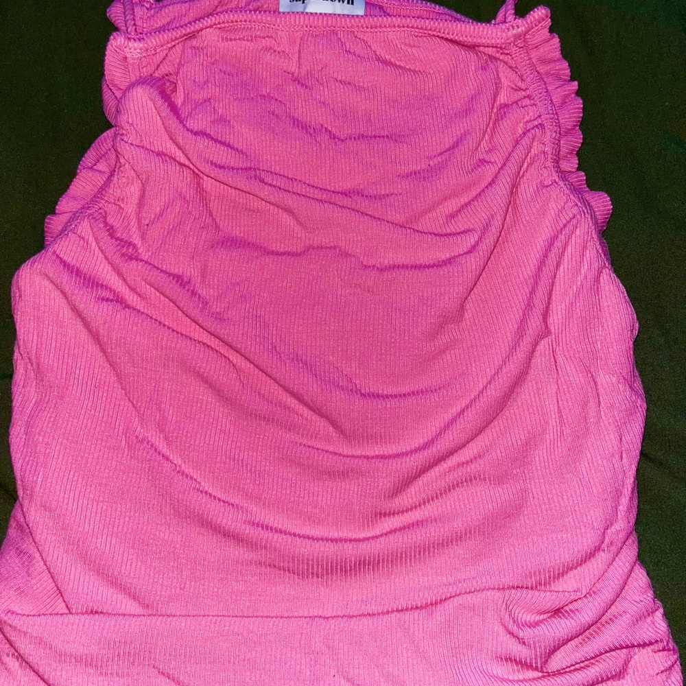 Chic Pink Ruffle Tank Top